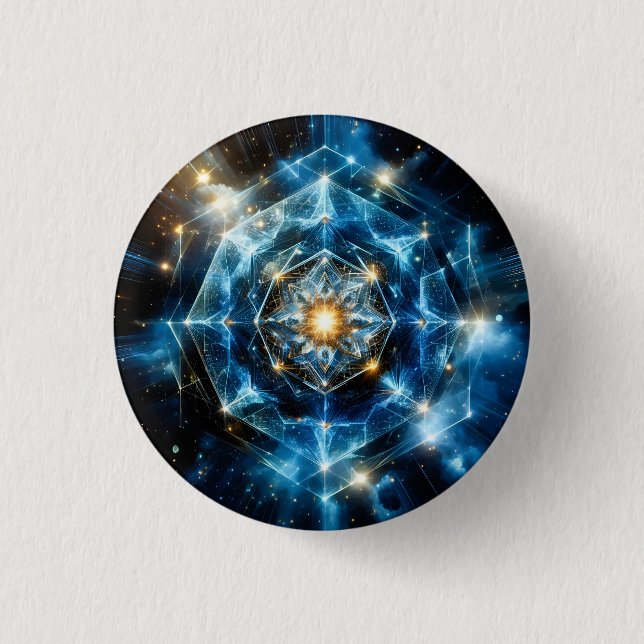Cosmic Geometry Mandala Star Universe Abstract Button (Front)