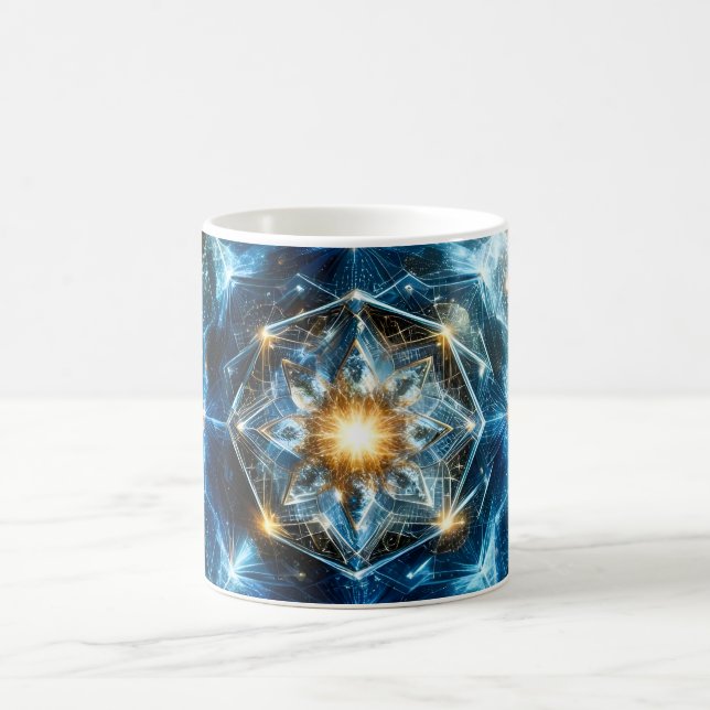 Cosmic Geometry Mandala Star Universe Abstract Coffee Mug (Center)