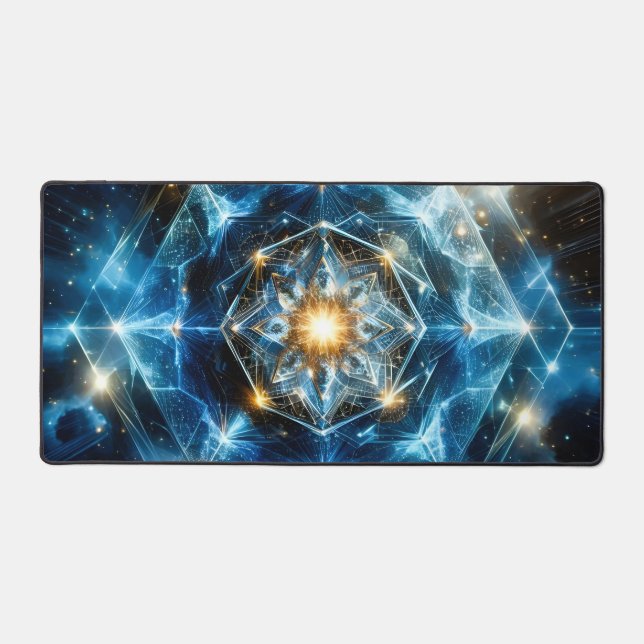 Cosmic Geometry Mandala Star Universe Abstract Desk Mat (Front)