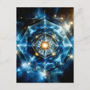 Cosmic Geometry Mandala Star Universe Abstract Holiday Postcard
