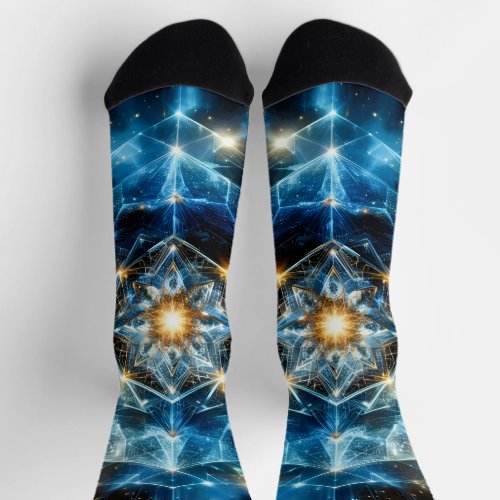 Cosmic Geometry Mandala Star Universe Abstract Socks