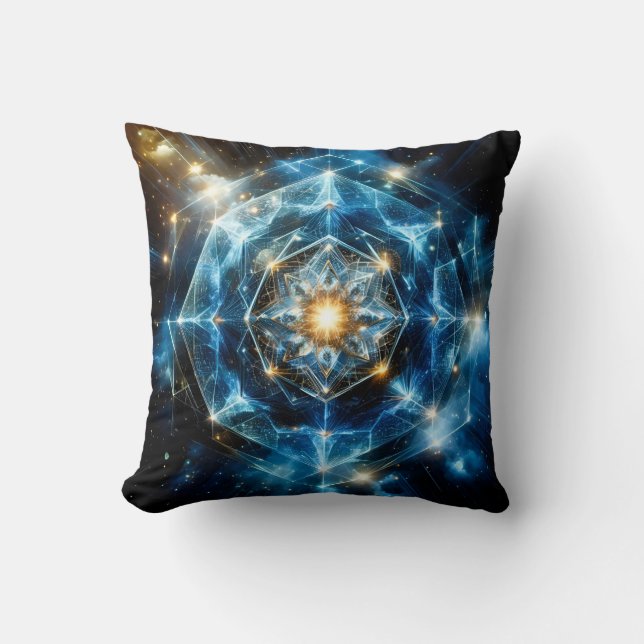 Cosmic Geometry Mandala Star Universe Abstract Throw Pillow (Front)