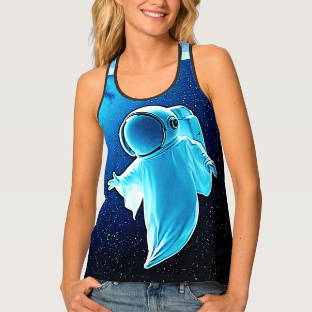 Cosmic Ghost in Space Design Tank Top (Front)