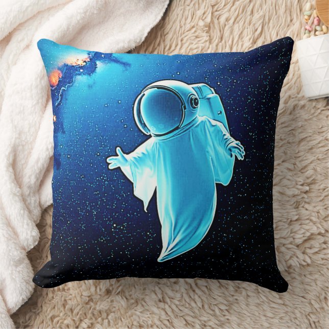 Cosmic Ghost in Space Design Throw Pillow (Blanket)