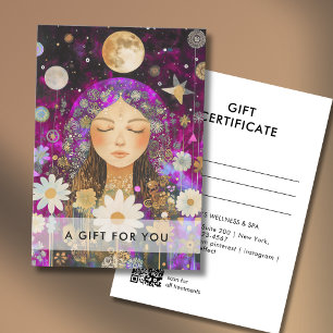 Cosmic Girl Boho Moon QR Code Gift Certificate