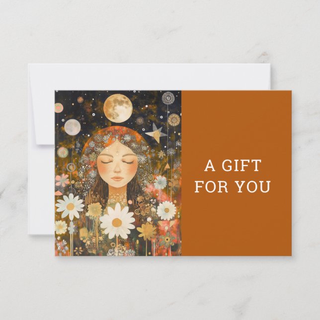 Cosmic Girl Boho Moon QR Code Gift Certificate (Front)