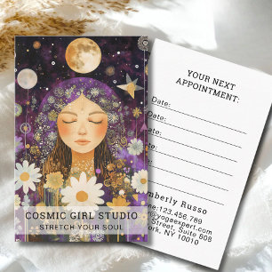Cosmic Girl Boho Moon Salon Appointment Card