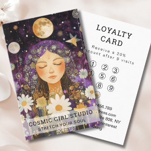 Cosmic Girl Boho Moon Salon Loyalty Business Card