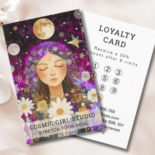 Cosmic Girl Boho Moon Salon Loyalty Business Card