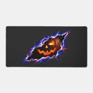 Cosmic Glowing Halloween Pumpkin Ripped Tear Desk Mat
