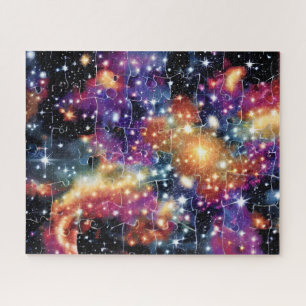 Cosmic gold and purple tricky amazing fun universe jigsaw puzzle