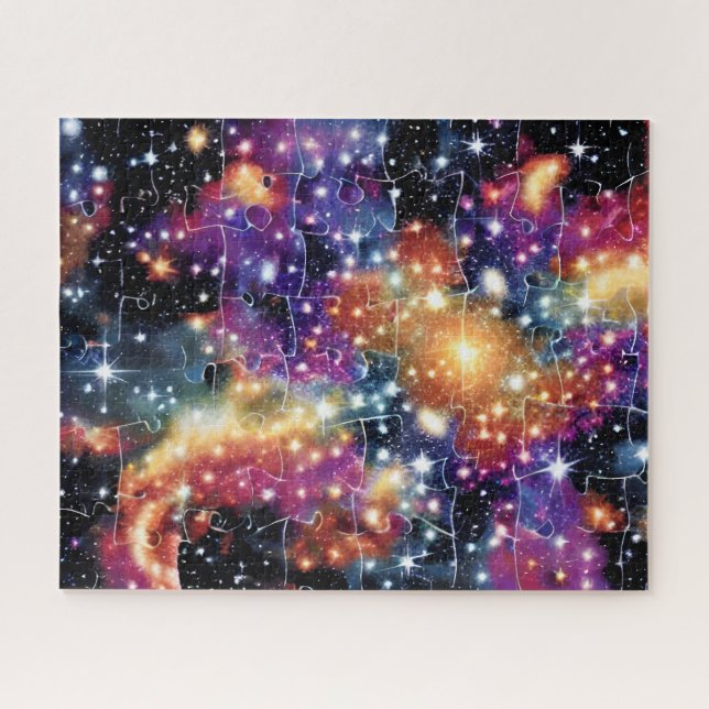 Cosmic gold and purple tricky amazing fun universe jigsaw puzzle (Horizontal)