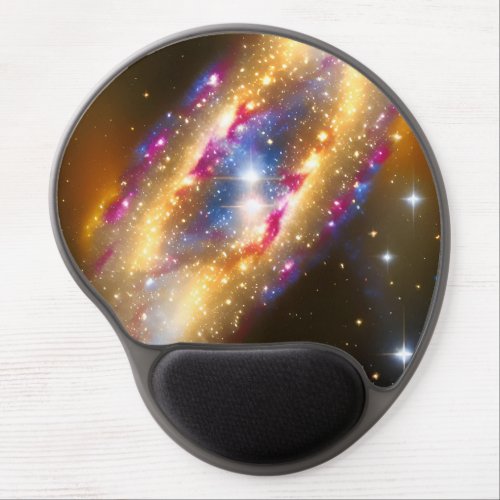 Cosmic golden pink universe star dust skyscape gel mouse pad