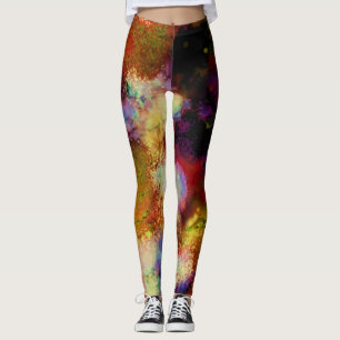 Cosmic Golden Radiant Star Bright Galaxy Leggings