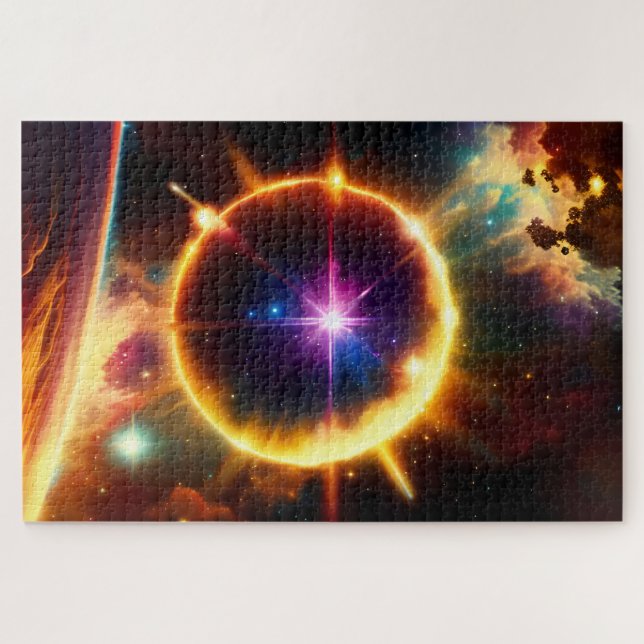 Cosmic Golden Sphere Bursting in Planetary Event Jigsaw Puzzle (Horizontal)