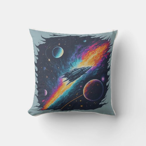 Cosmic Gravity Voyage Tee Throw Pillow