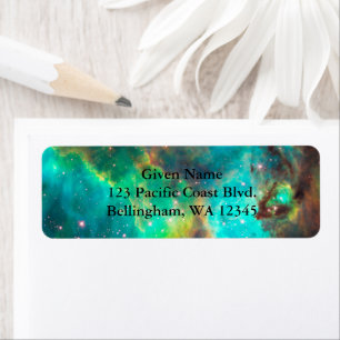 Cosmic Green Celestial Space Photo Label