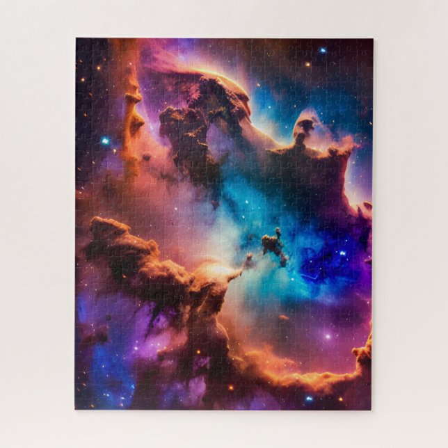 Cosmic green pink and purple magical infinity sky jigsaw puzzle (Vertical)