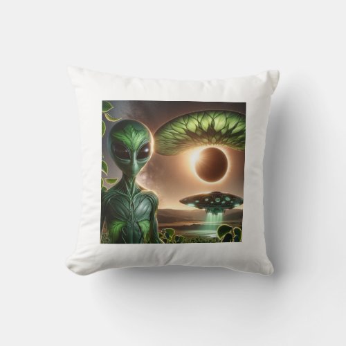 Cosmic Green Throw Pillow