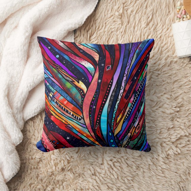 Cosmic Groove Throw Pillow (Blanket)