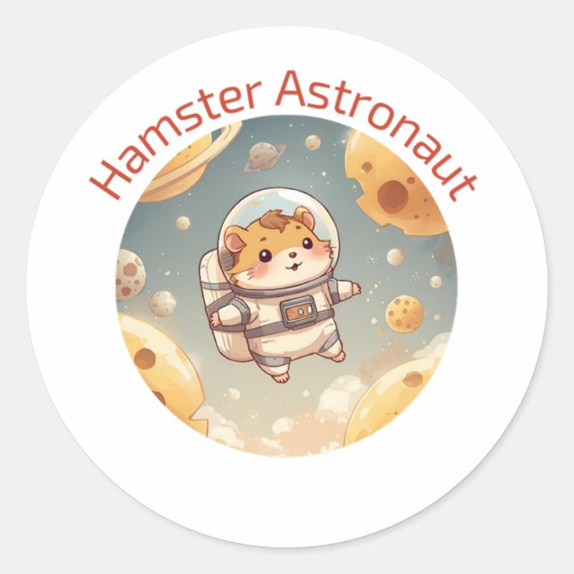 Cosmic Hamster Explorer – Funny Space Adventure De Classic Round Sticker (Front)