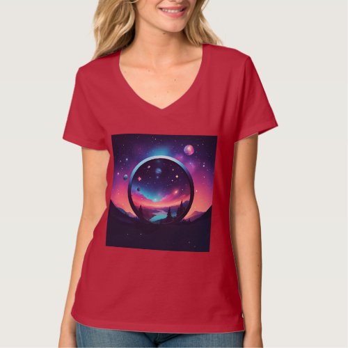 Cosmic Harmony Planets and Moons T_shirt Design