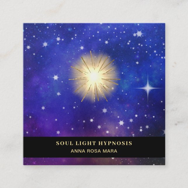 *~* Cosmic Healing Energy Sun Burst Universe Stars Square Business Card (Front)