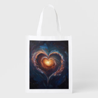 Cosmic Heart Galaxy Love Art – Universe Romance  Grocery Bag