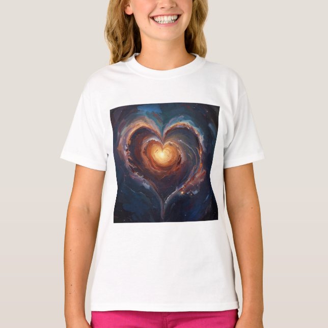 Cosmic Heart Galaxy Love Art – Universe Romance  T-Shirt (Front)