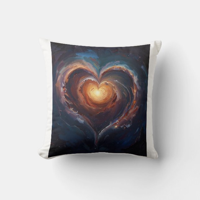 Cosmic Heart Galaxy Love Art – Universe Romance  Throw Pillow (Front)