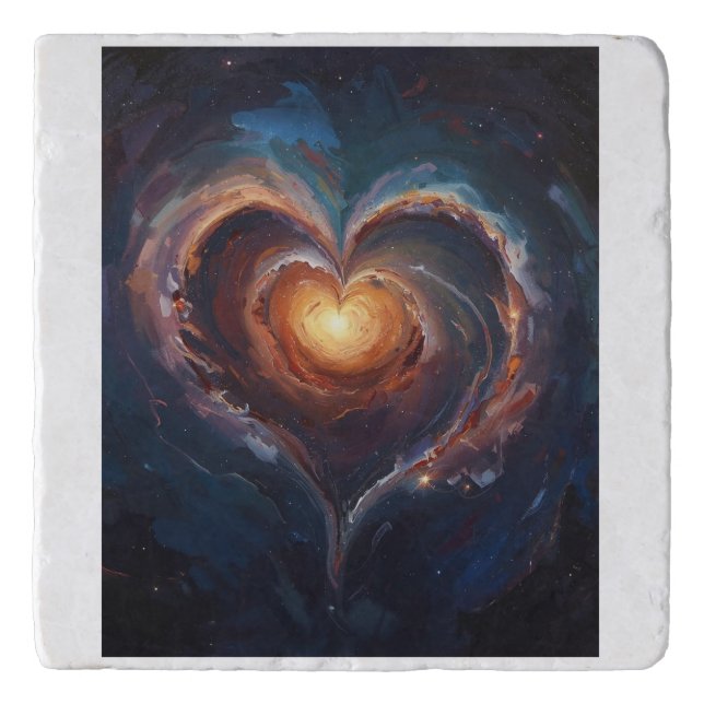 Cosmic Heart Galaxy Love Art – Universe Romance  Trivet (Front)