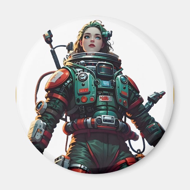 Cosmic Hero: Customizable Space-Themed Merchandise Magnet (Front)