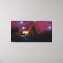 Cosmic Horizon Fantasy Night Sky Landscape Canvas