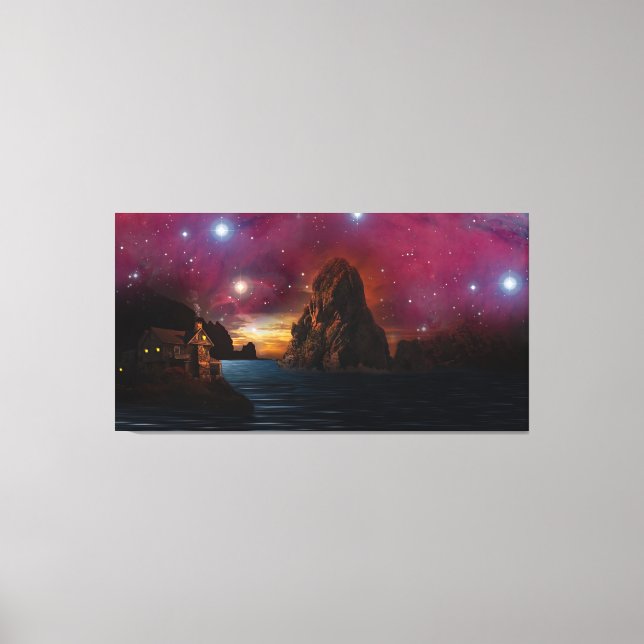Cosmic Horizon Fantasy Night Sky Landscape Canvas  Print (Front)