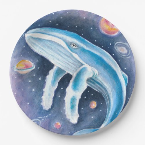 Cosmic Humpback Watercolor Paper Plates