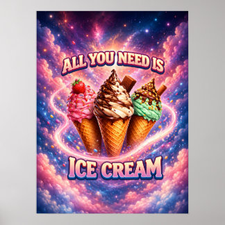 Cosmic Ice Cream Cone Art Poster
