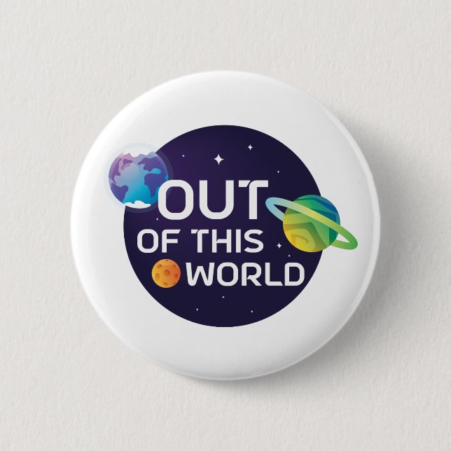 Cosmic Illustration Out of this World Outer Space Button (Front)