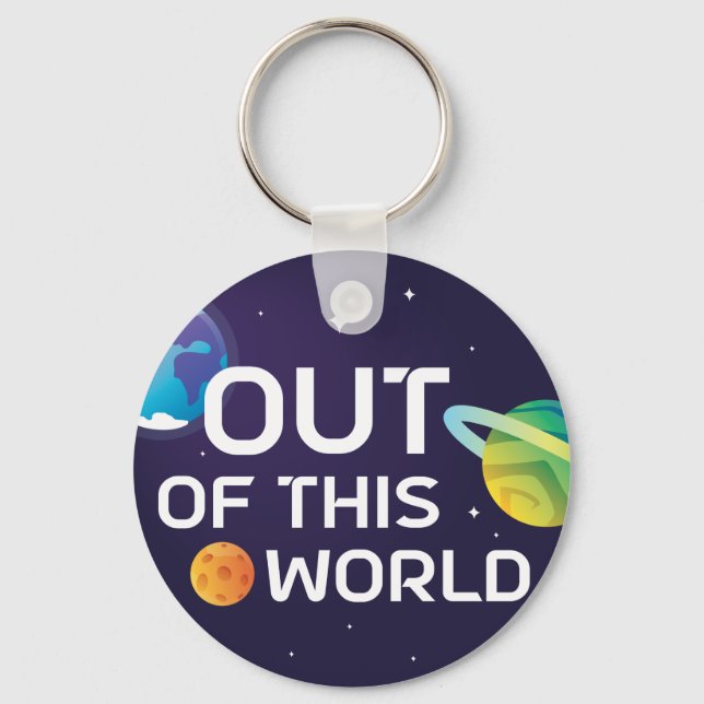 Cosmic Illustration Out of this World Outer Space Keychain (Front)