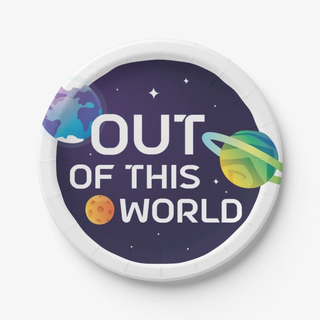 Cosmic Illustration Out of this World Outer Space Paper Plates (Front)