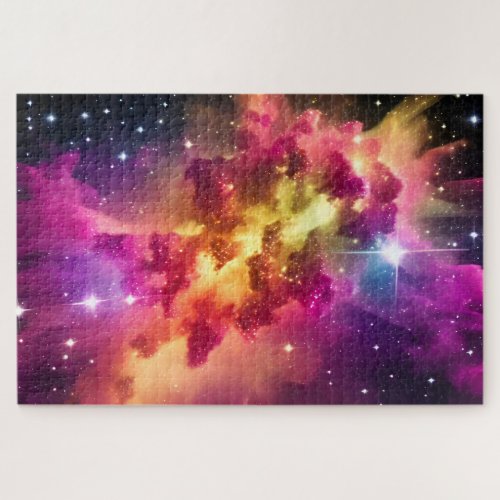 Cosmic Indigo Color Nebula Space Event in Universe Jigsaw Puzzle