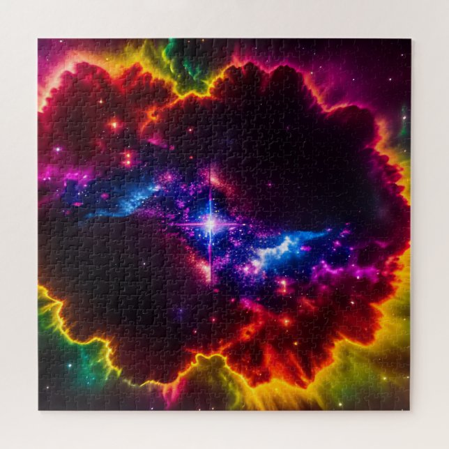 Cosmic Indigo Fantasy Cloud With Star in Center Jigsaw Puzzle (Horizontal)