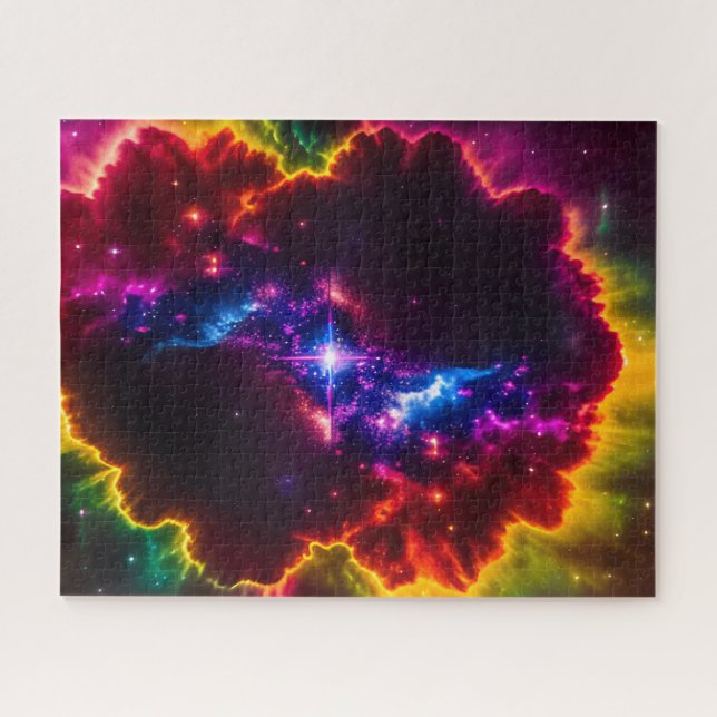 Cosmic Indigo Fantasy Cloud With Starry Center Jigsaw Puzzle (Horizontal)