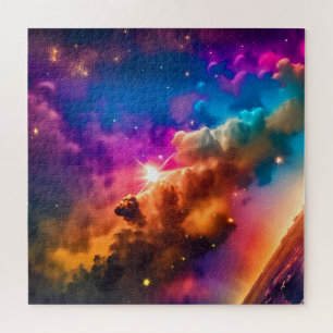 Cosmic Indigo Heavenly Celestial Over Earth Jigsaw Puzzle