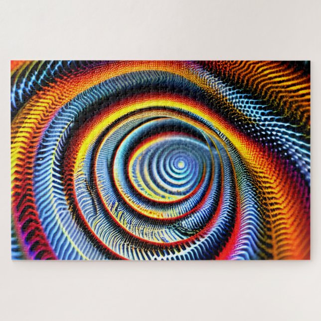 Cosmic Indigo Hypnotic Invite Rainbow Fun Swirling Jigsaw Puzzle (Horizontal)