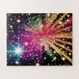 Cosmic Indigo Stars Dance Around the Vast Universe Jigsaw Puzzle