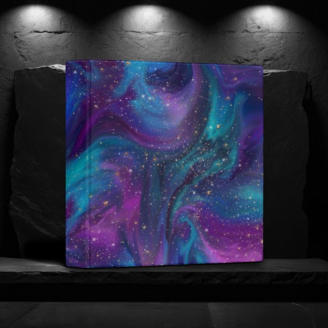 Cosmic Ink | Turquoise Blue Purple Galaxy Nebula 3 Ring Binder (Creator Uploaded)
