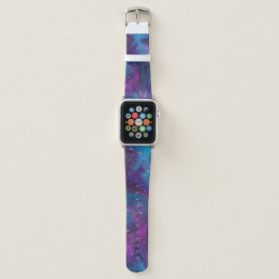 Cosmic Ink   Turquoise Blue Purple Galaxy Nebula Apple Watch Band