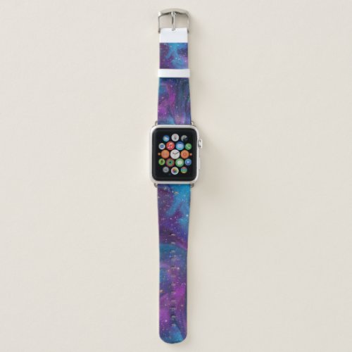 Cosmic Ink  Turquoise Blue Purple Galaxy Nebula Apple Watch Band