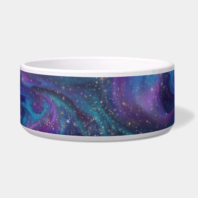 Cosmic Ink | Turquoise Blue Purple Galaxy Nebula Bowl (Front)
