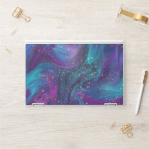 Cosmic Ink Turquoise Blue Purple Galaxy Nebula HP Laptop Skin